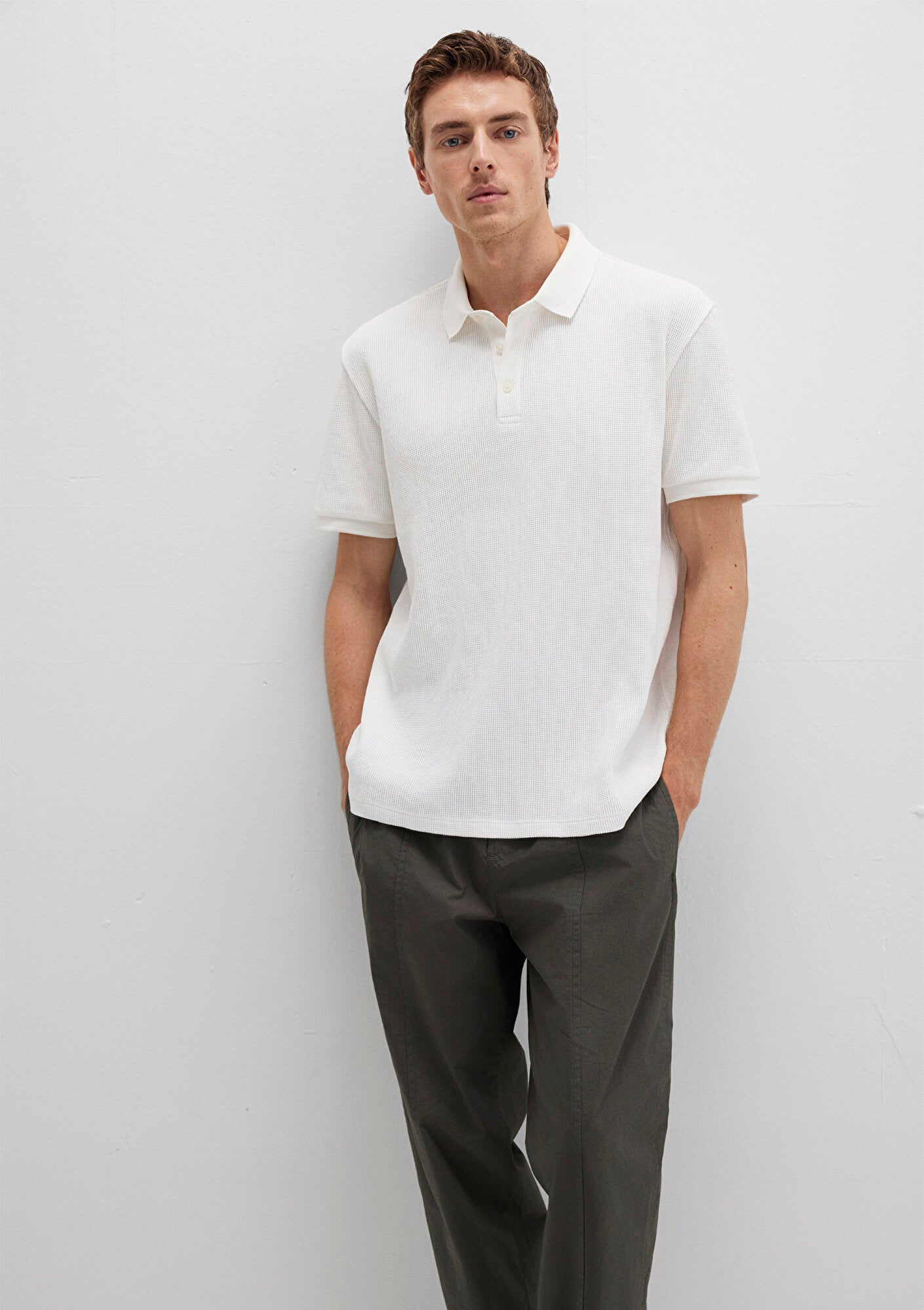 White Textured Polo T-Shirt