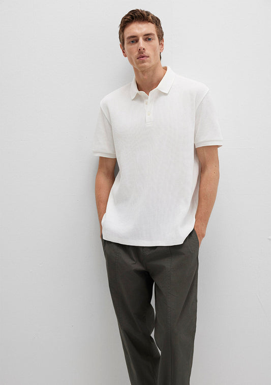 White Textured Polo T-Shirt