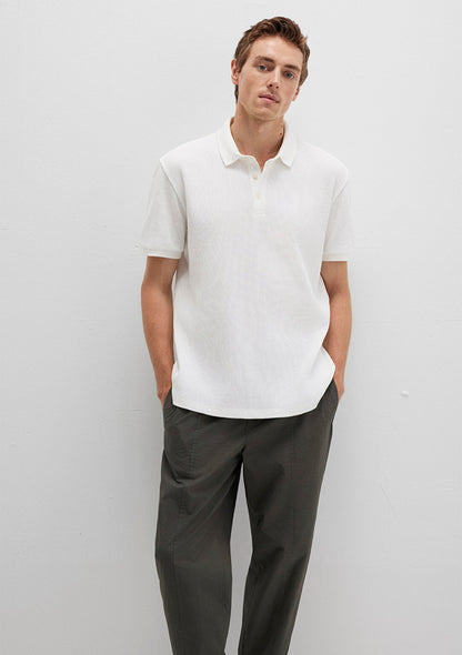 White Textured Polo T-Shirt
