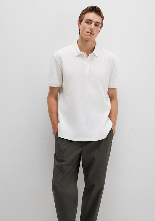 White Textured Polo T-Shirt