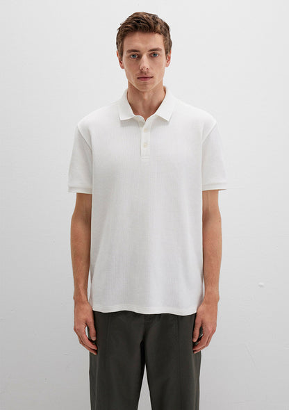 White Textured Polo T-Shirt