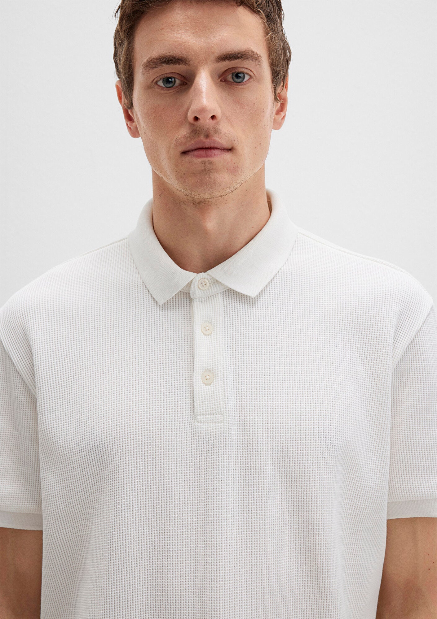 White Textured Polo T-Shirt