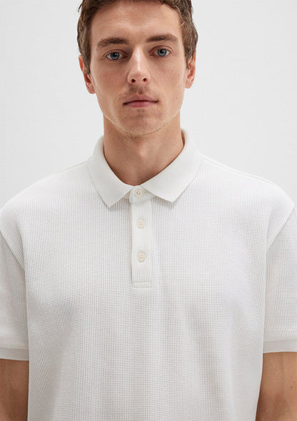 White Textured Polo T-Shirt