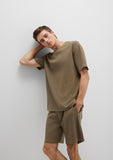 Khaki Textured Basic T-Shirt