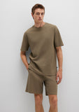 Khaki Textured Basic T-Shirt