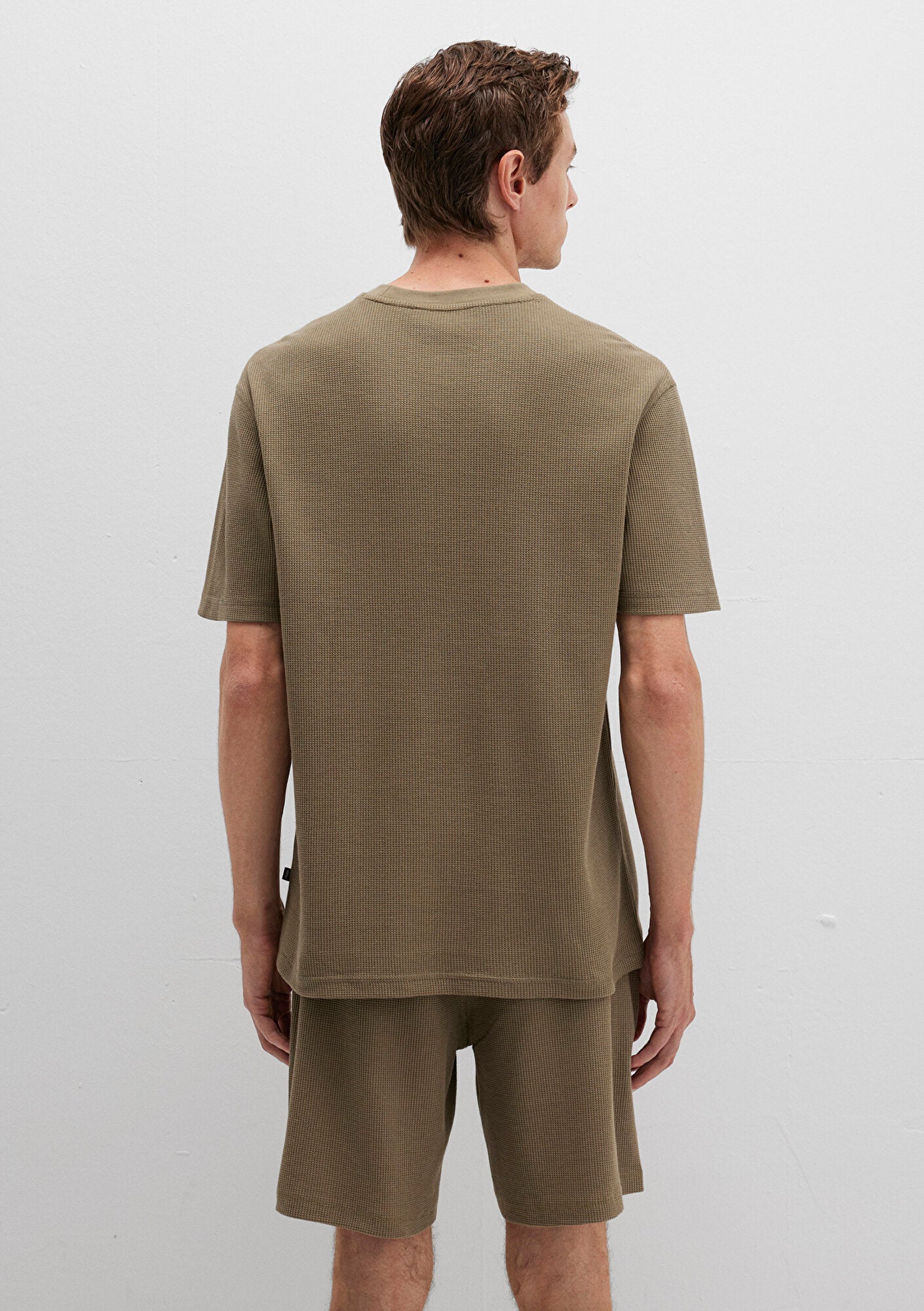 Khaki Textured Basic T-Shirt