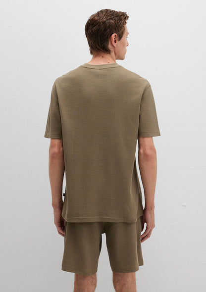 Khaki Textured Basic T-Shirt