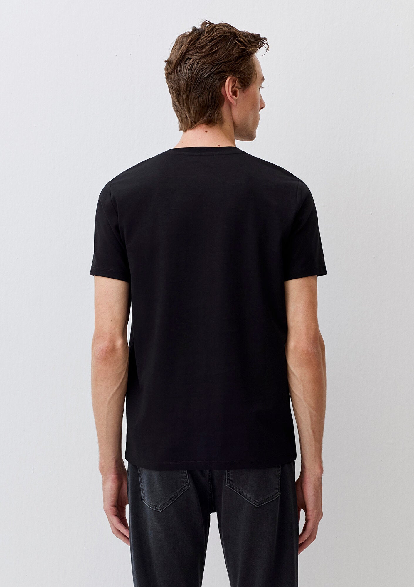 V Neck Black Basic T-Shirt