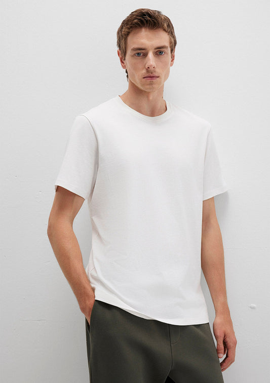 Crew Neck Ecru Basic T-Shirt