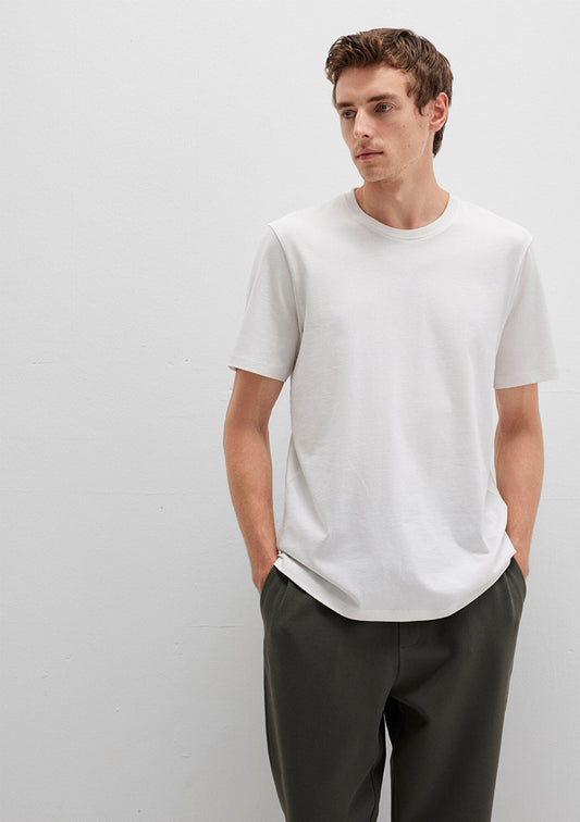 Crew Neck Ecru Basic T-Shirt