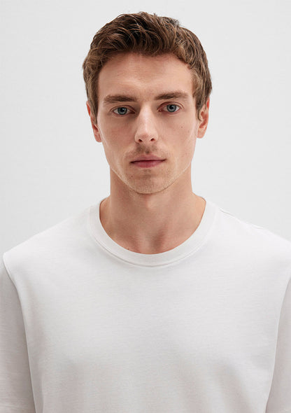 Crew Neck Ecru Basic T-Shirt