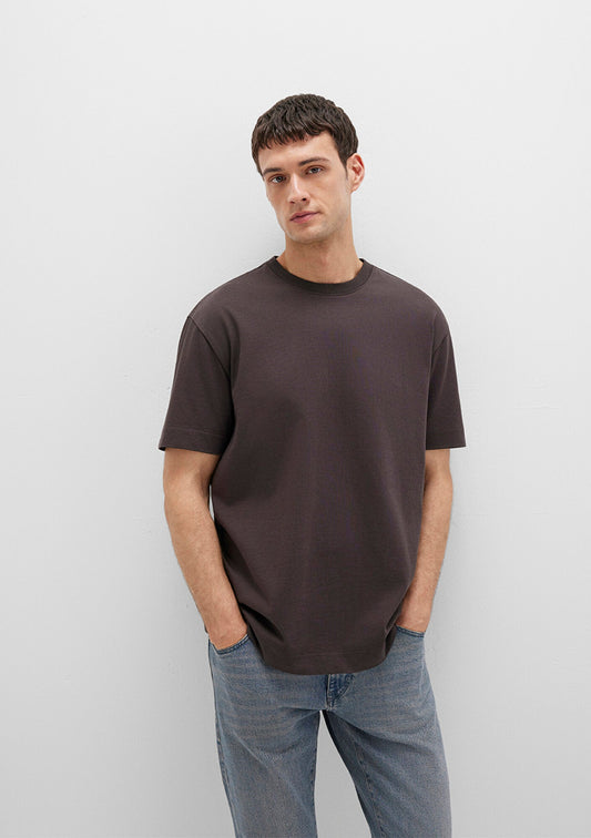 Crew Neck Brown Basic T-Shirt