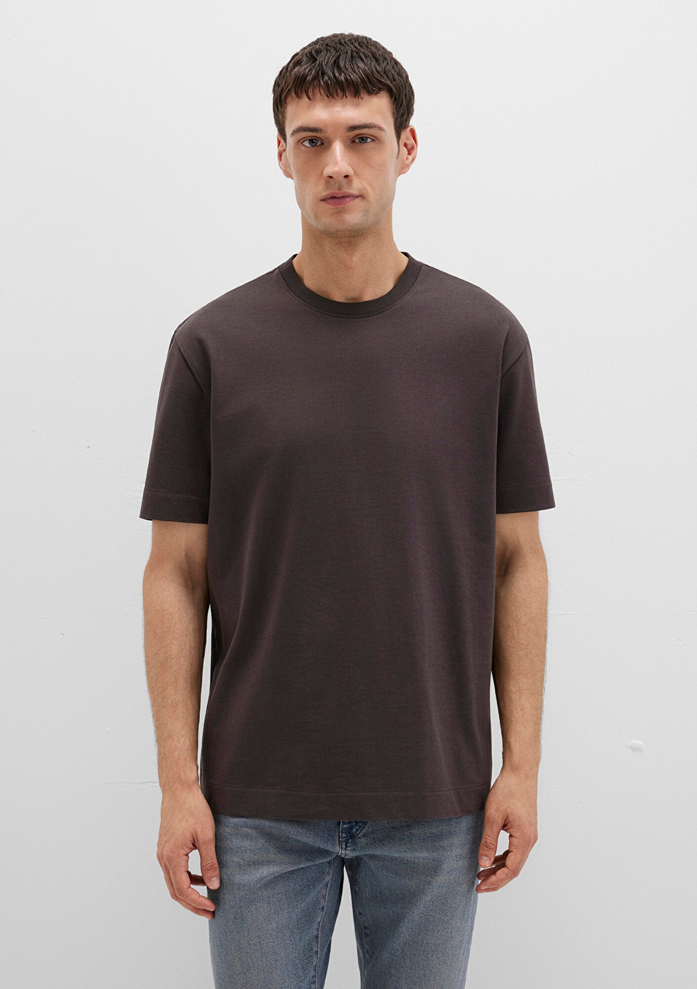 Crew Neck Brown Basic T-Shirt