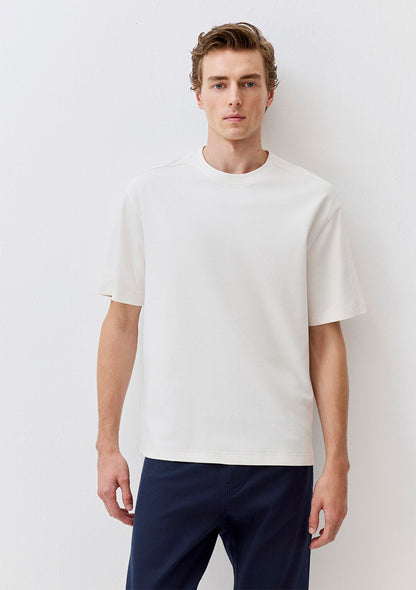 Crew Neck Ecru Basic T-Shirt