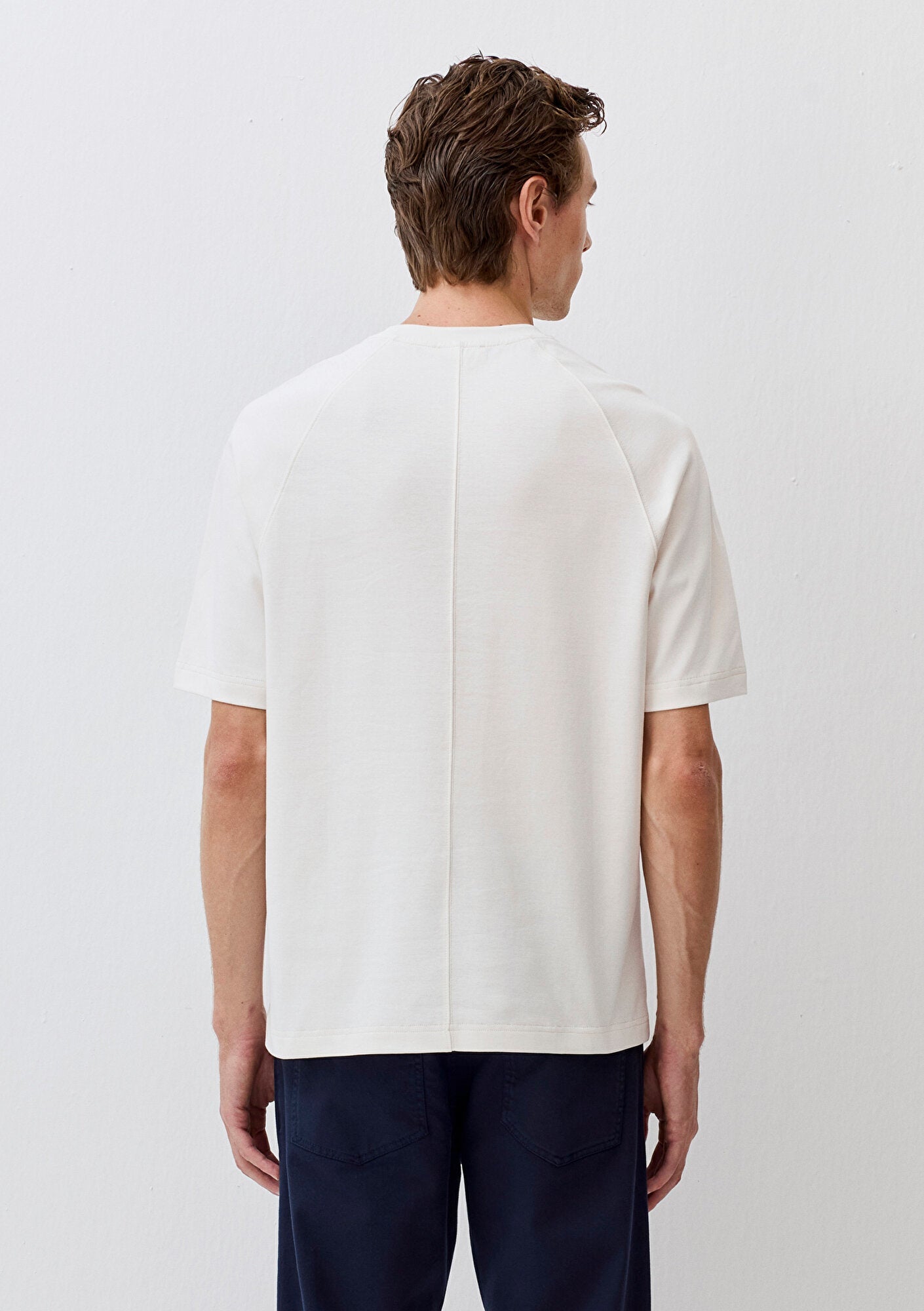 Crew Neck Ecru Basic T-Shirt