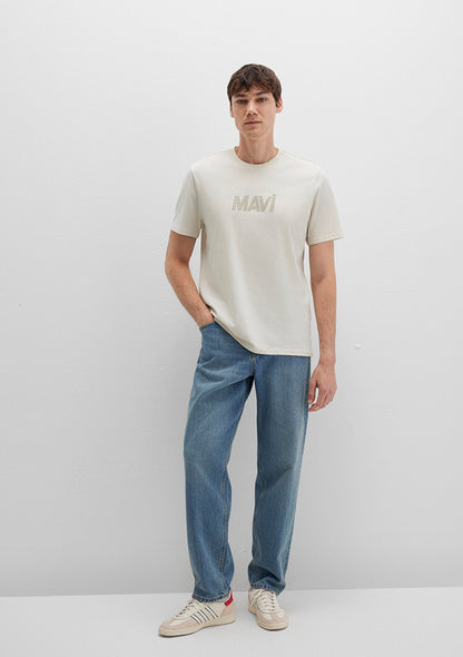 Mavi Logo Printed Beige T-Shirt