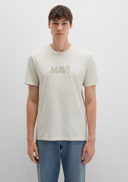 Mavi Logo Printed Beige T-Shirt