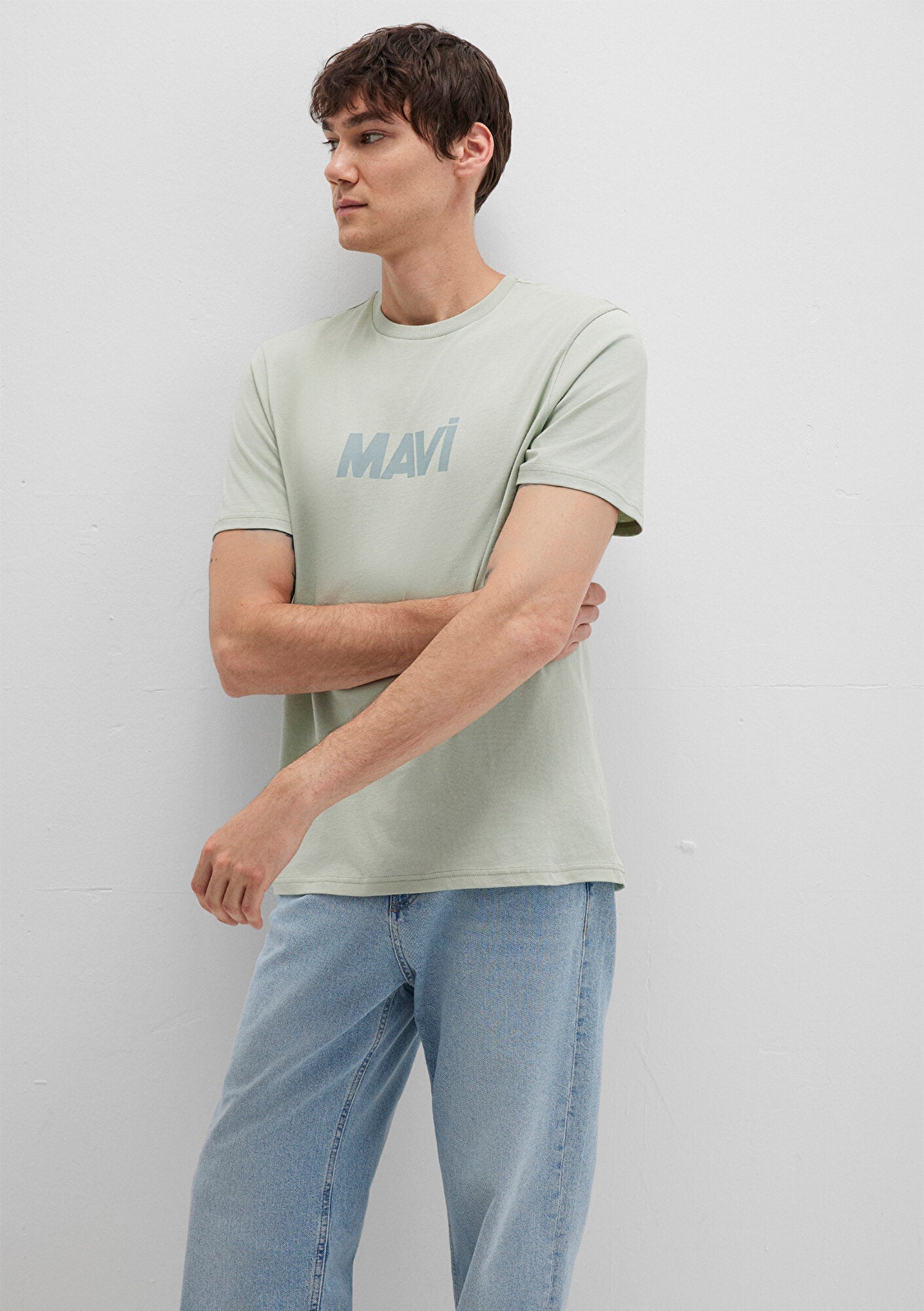Mavi Logo Printed Green T-shirt