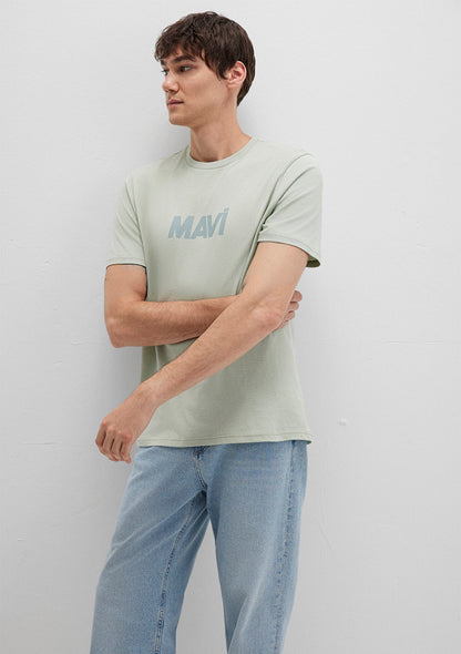 Mavi Logo Printed Green T-shirt