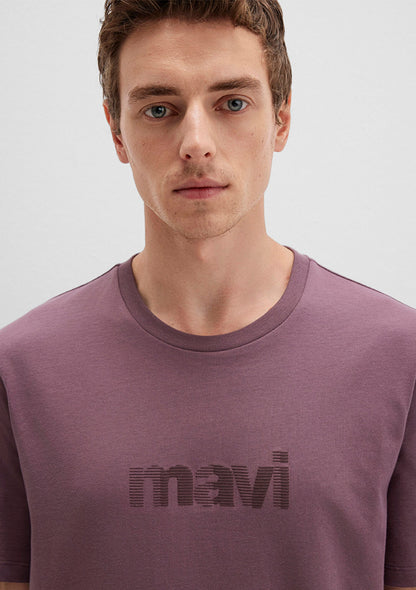 Mavi Logo Printed Purple T-Shirt