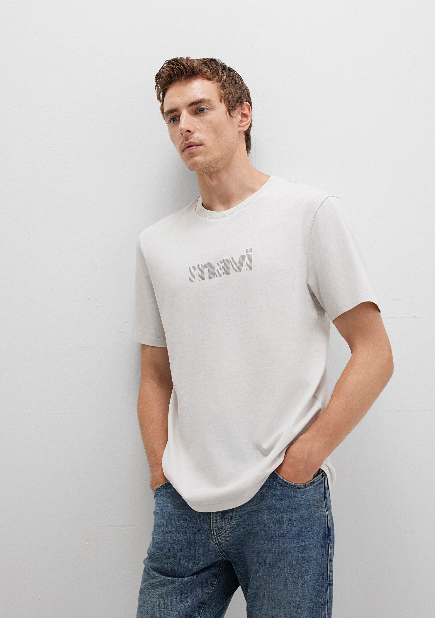 Mavi Logo Printed Grey T-Shirt