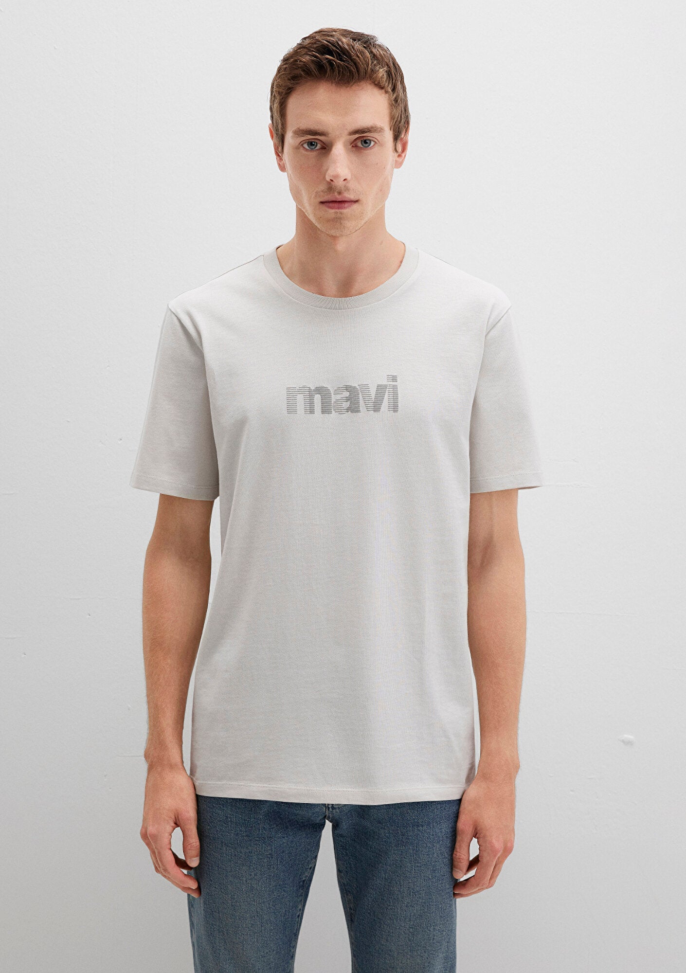 Mavi Logo Printed Grey T-Shirt