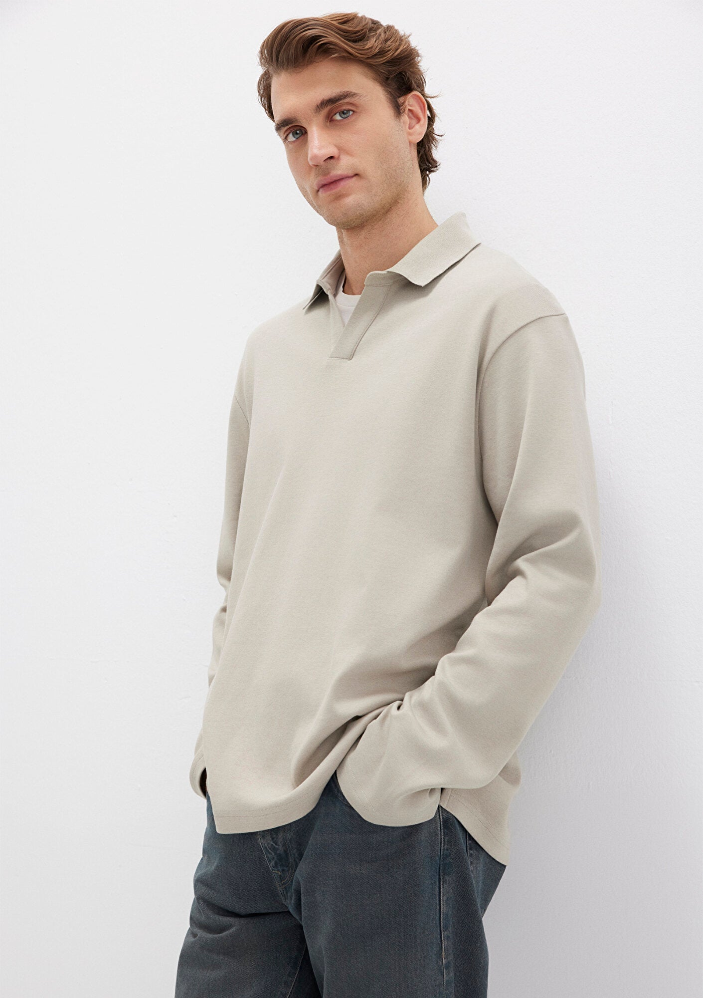 Long Sleeve Beige T-Shirt