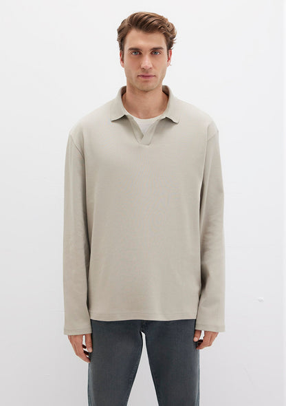 Long Sleeve Beige T-Shirt