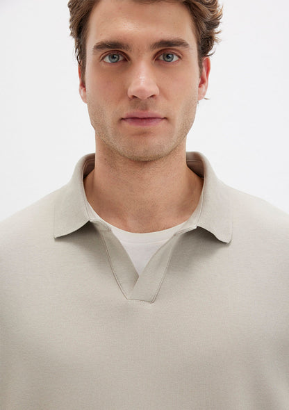 Long Sleeve Beige T-Shirt