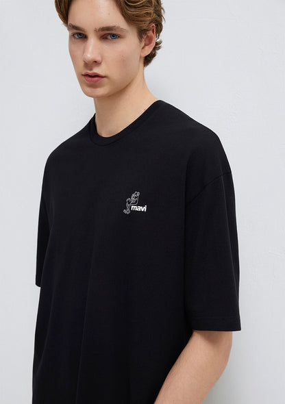 Mavi Logo Printed Black T-Shirt