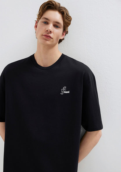 Mavi Logo Printed Black T-Shirt