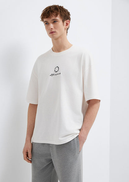 Luck Is On Your Side Printed White T-Shirt