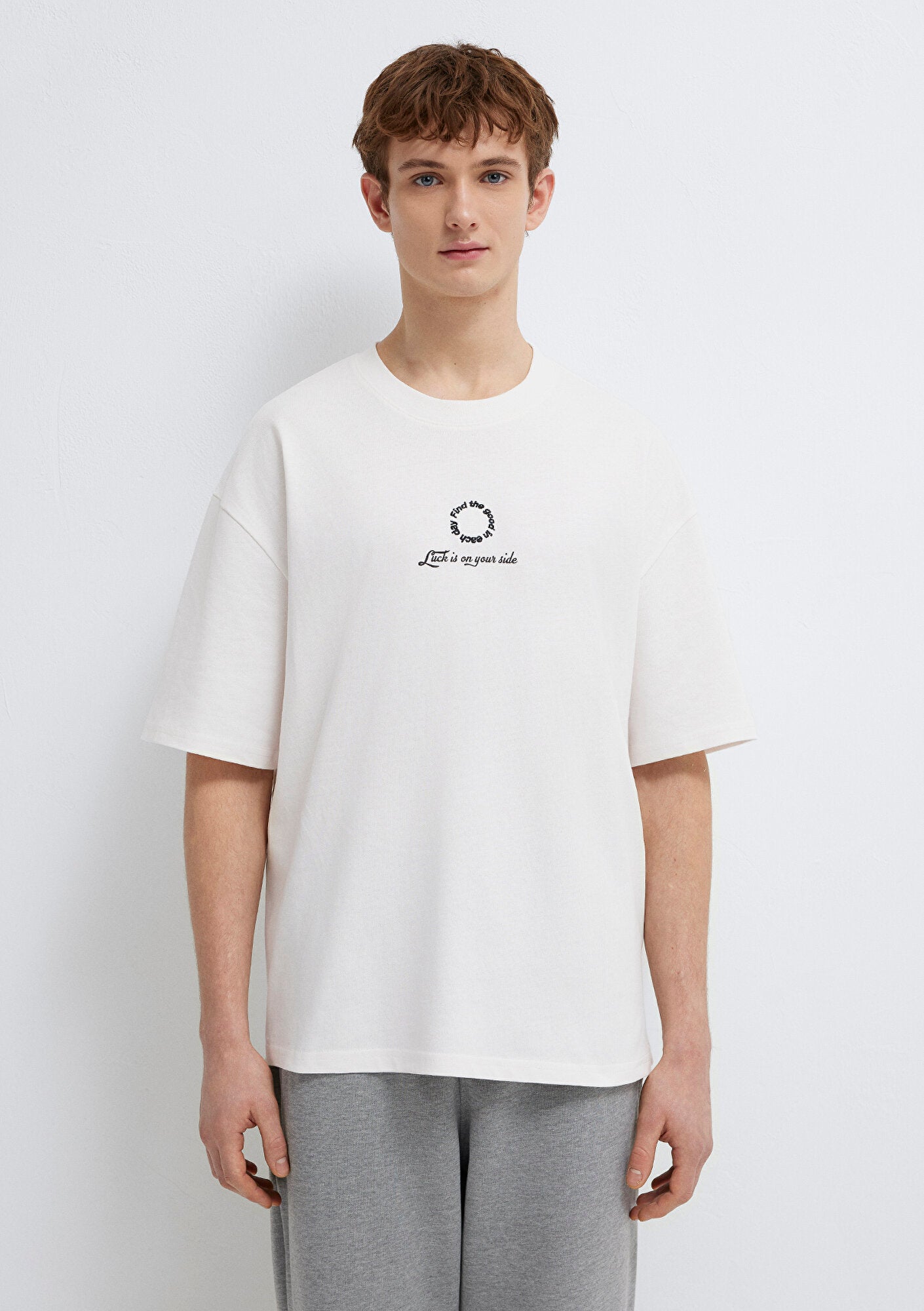 Luck Is On Your Side Printed White T-Shirt