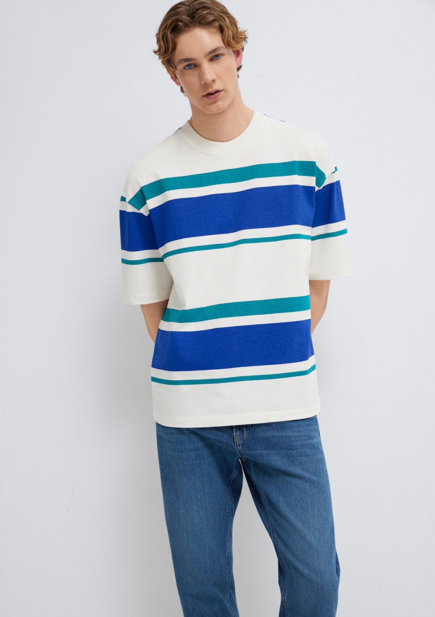 Block Striped Ecru T-Shirt