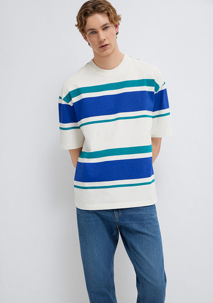 Block Striped Ecru T-Shirt