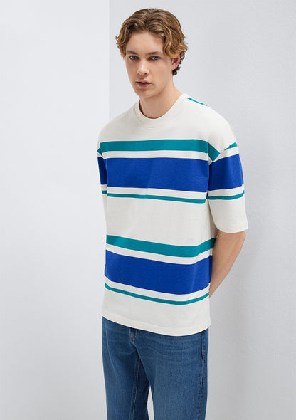 Block Striped Ecru T-Shirt