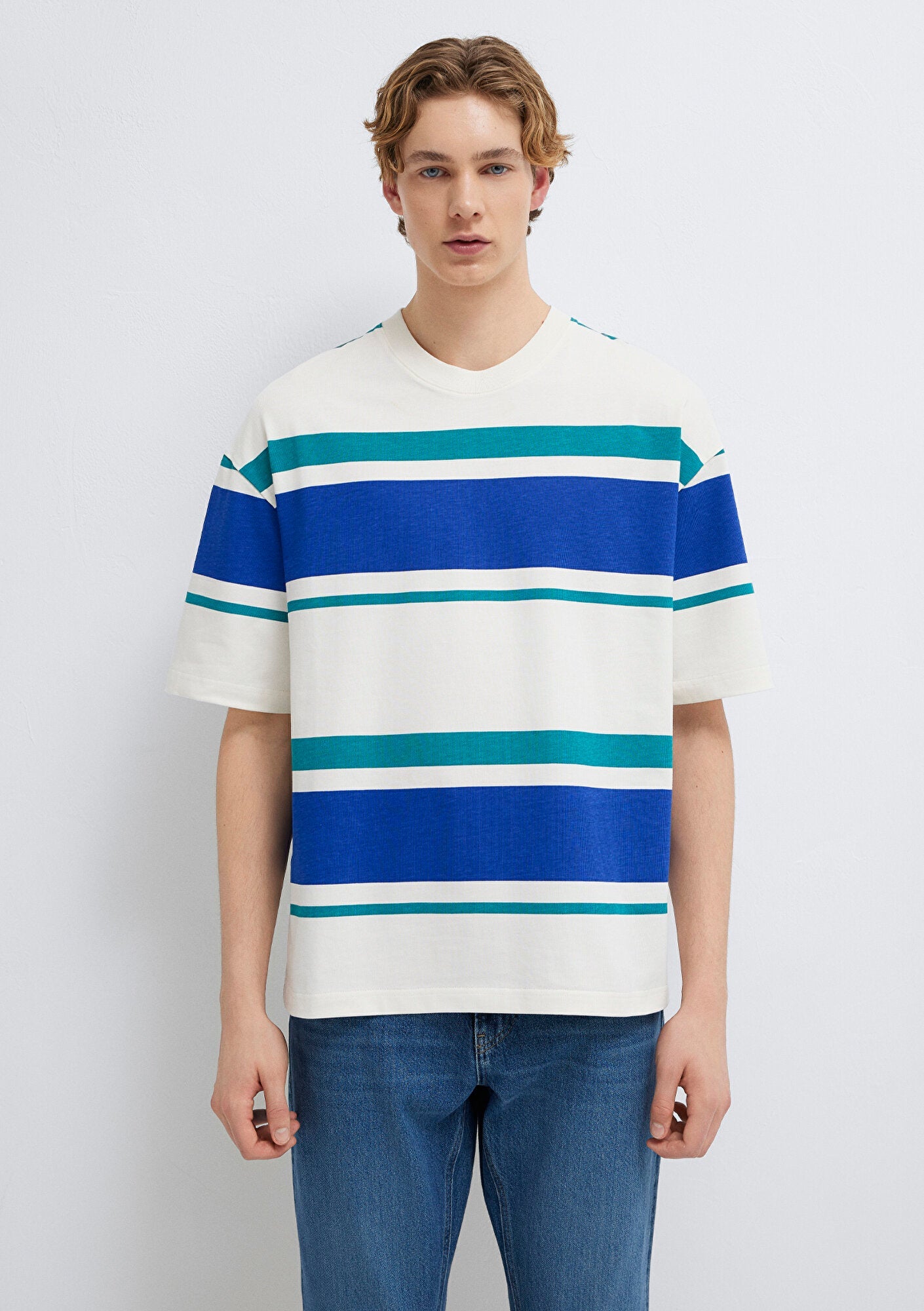 Block Striped Ecru T-Shirt