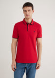 Collar Detailed Red Polo T-Shirt