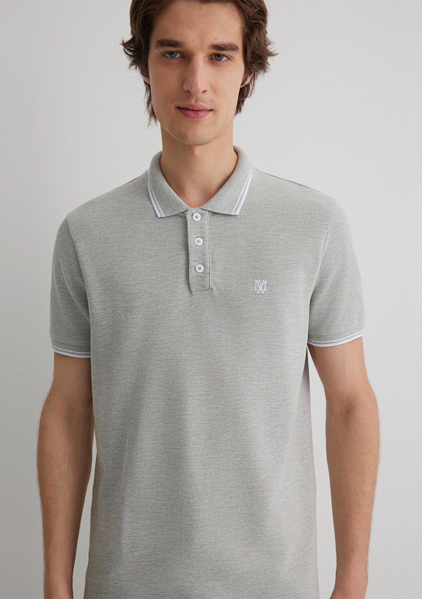 Collar Detailed Grey Polo