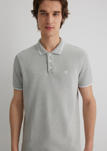 Collar Detailed Grey Polo