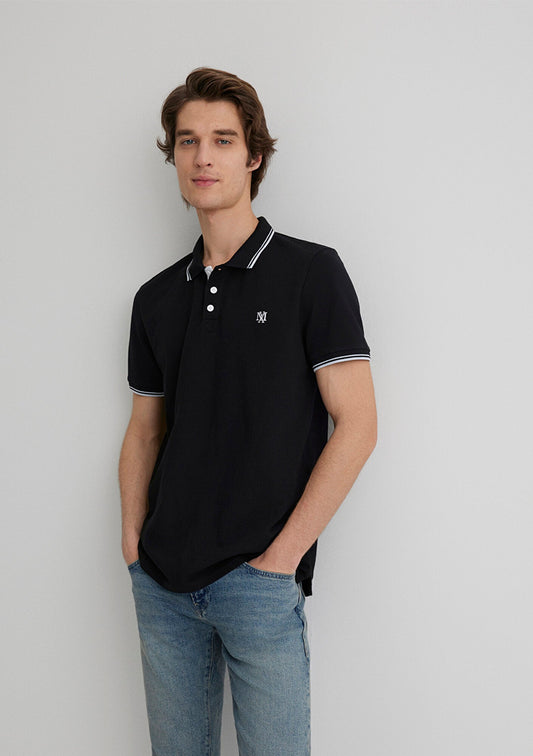 Collar Detailed Black Polo