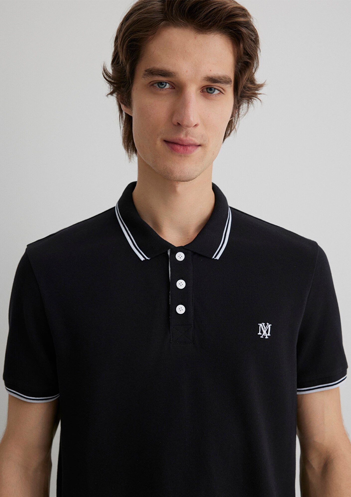 Collar Detailed Black Polo