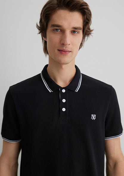Collar Detailed Black Polo
