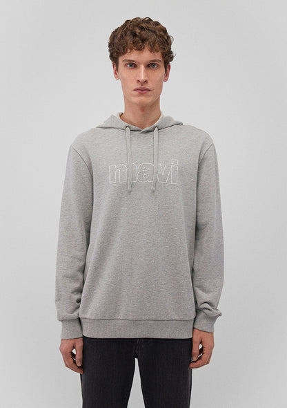 Mavi Logo Printed Hooded Grey Sweatshirt
