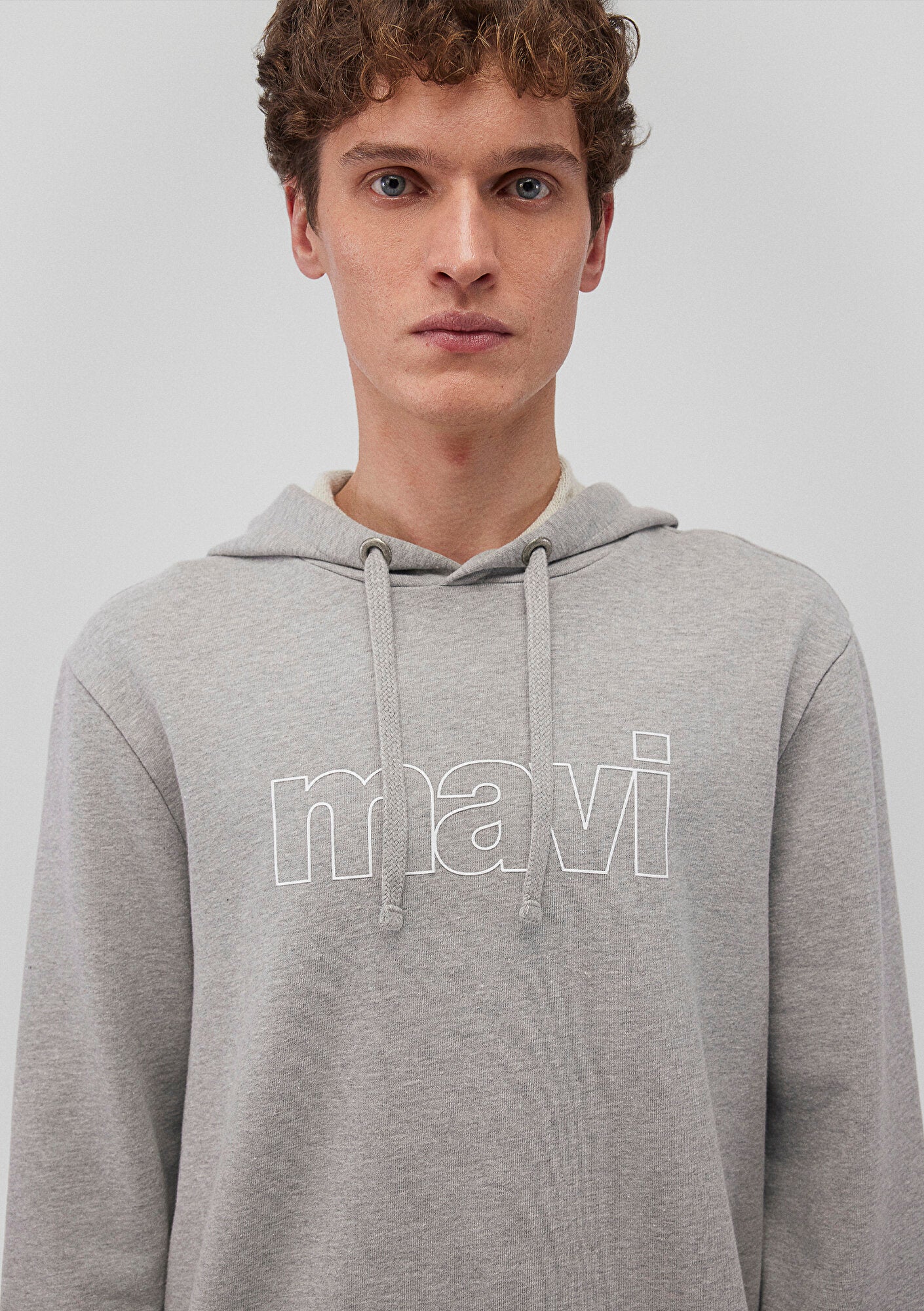 Mavi Logo Printed Hooded Grey Sweatshirt
