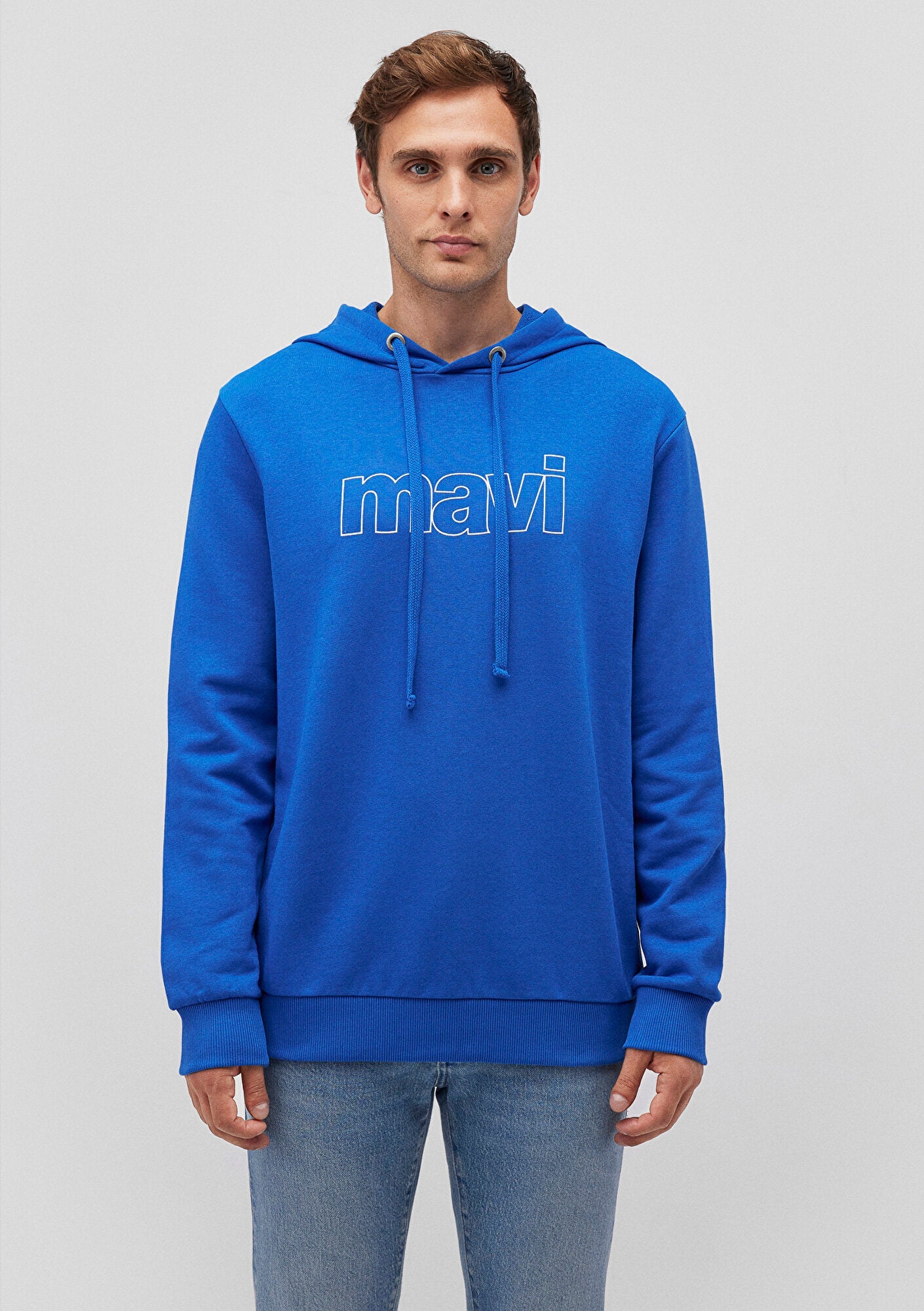 Mavi Logo Printed Hooded Blue Sweatshirt