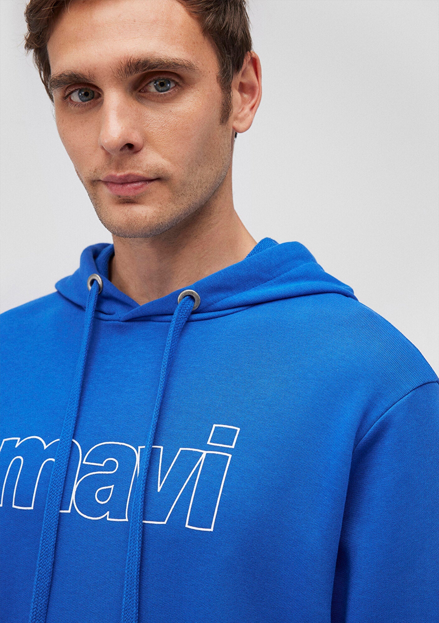 Mavi Logo Printed Hooded Blue Sweatshirt