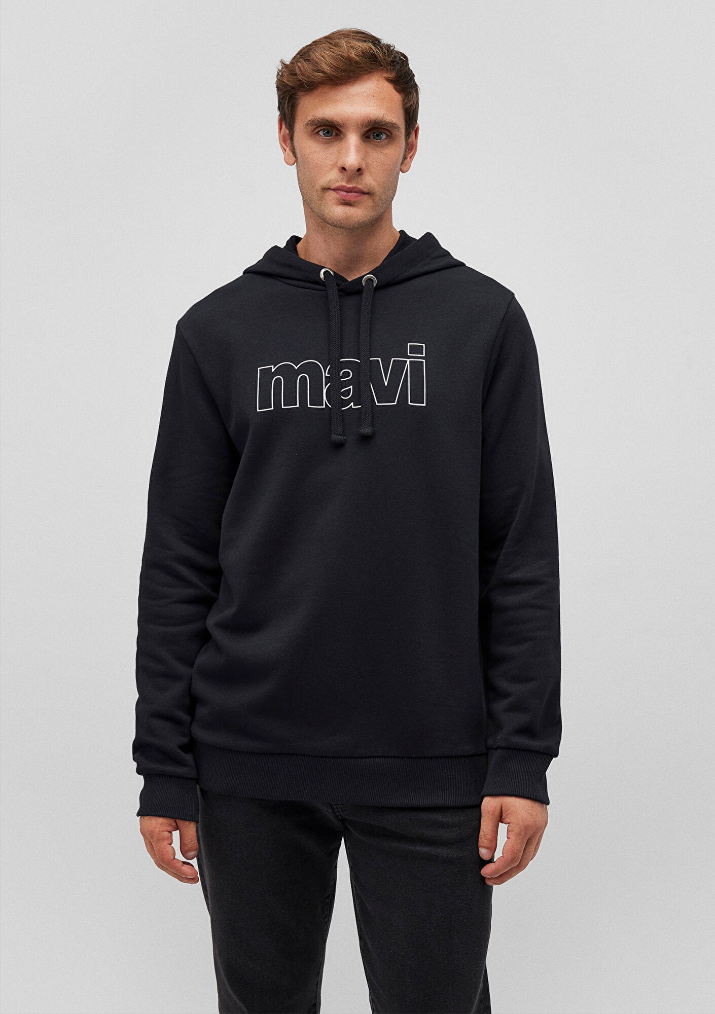 Mavi Logo Printed Hooded Black Sweatshirt