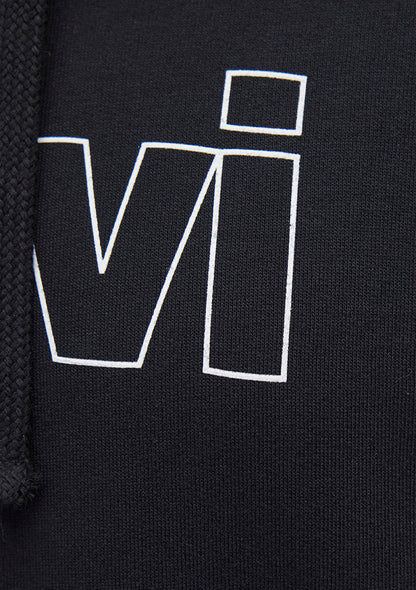 Mavi Logo Printed Hooded Black Sweatshirt