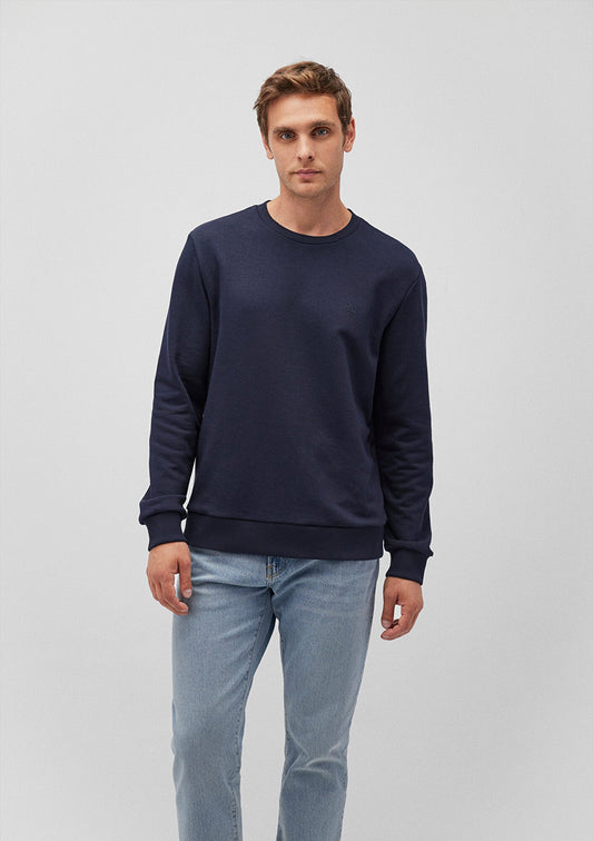 Crew Neck Navy Basic Sweatshirt